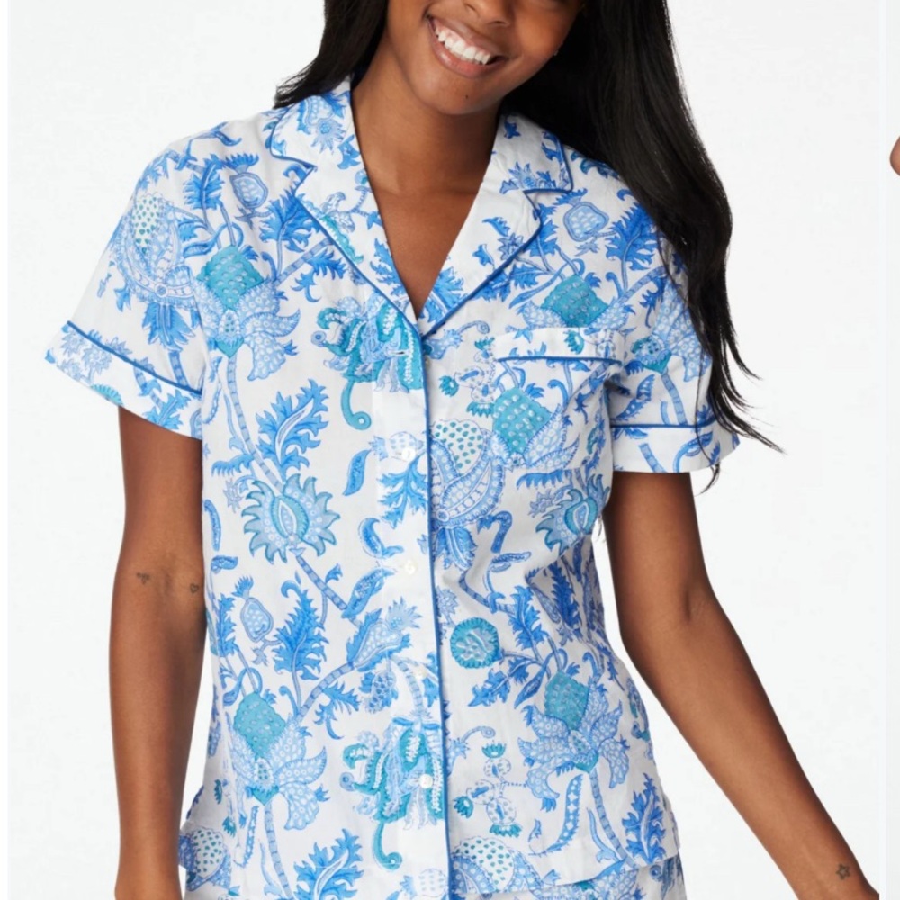 roller rabbit Blue and White Floral Pajama set